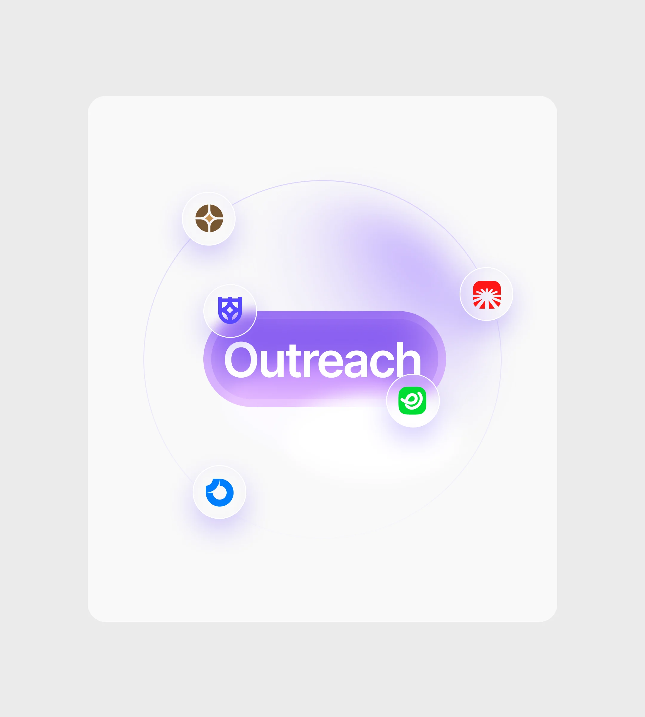 Social channel icons around an outreach badge