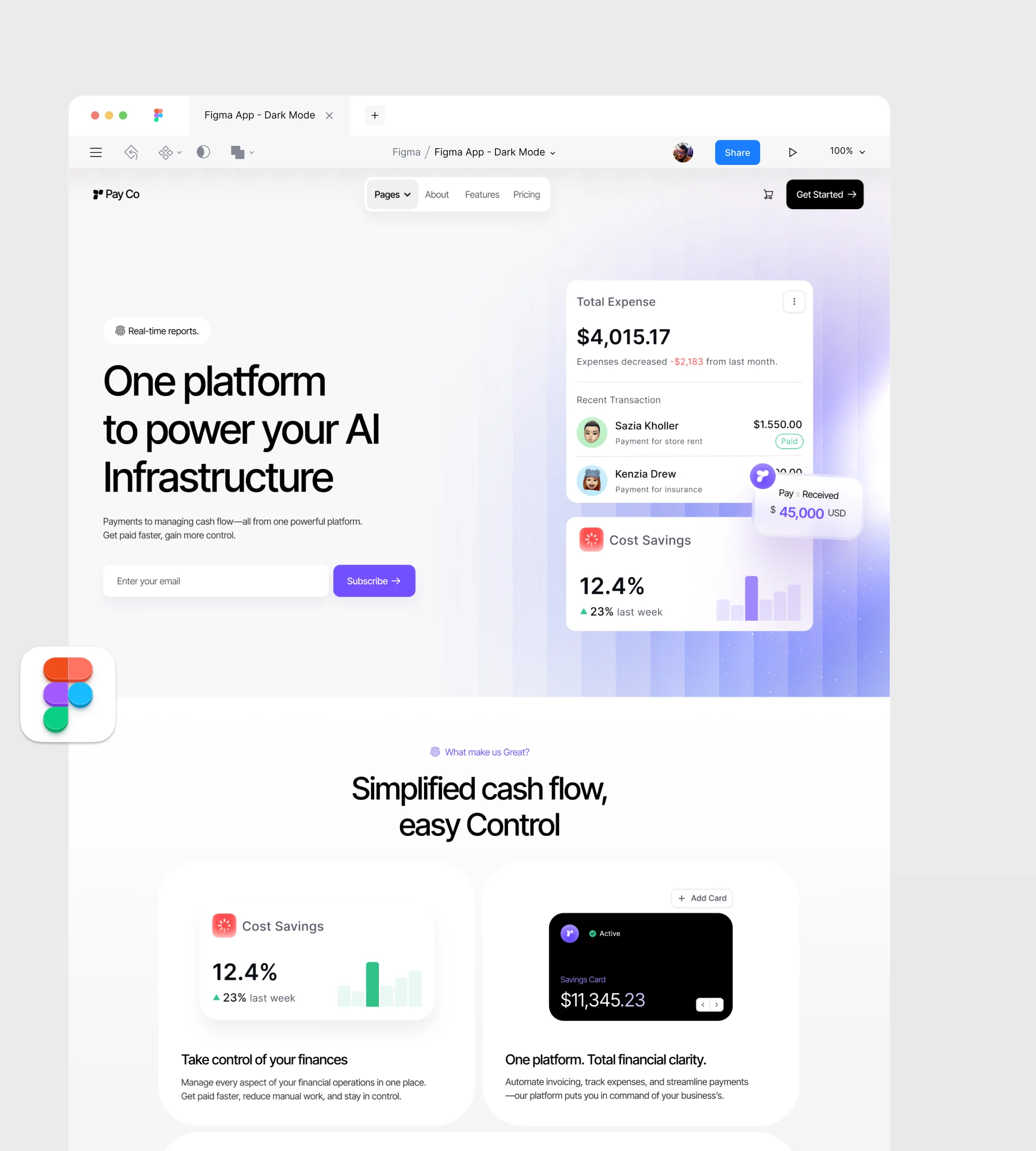 A website design open in Figma