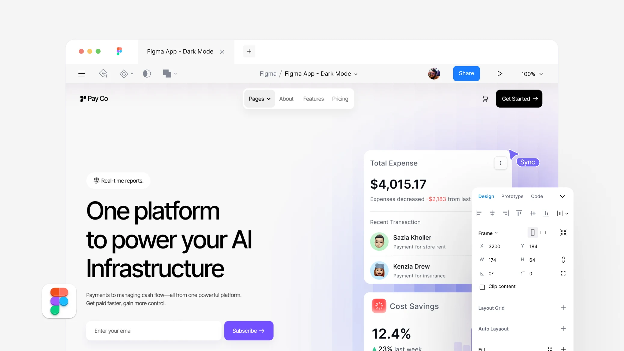 A website design open in Figma