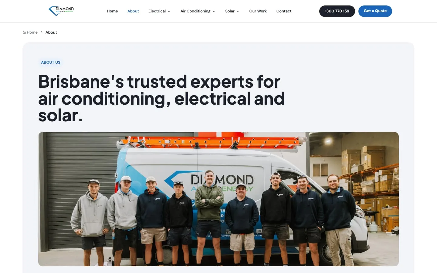 Diamond Air & Energy website, section 3