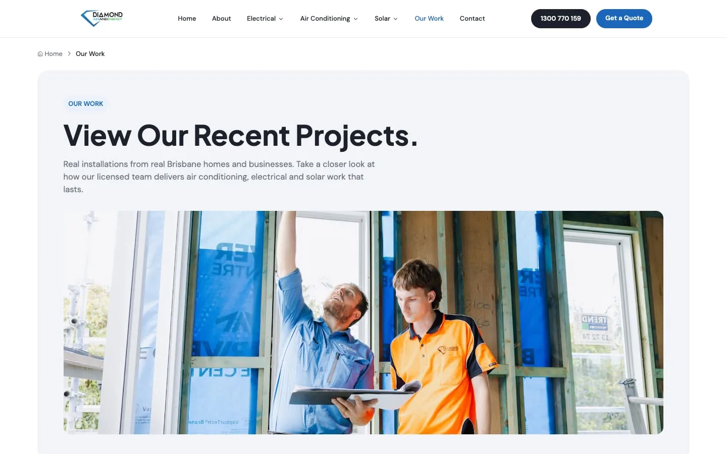 Diamond Air & Energy website, section 4