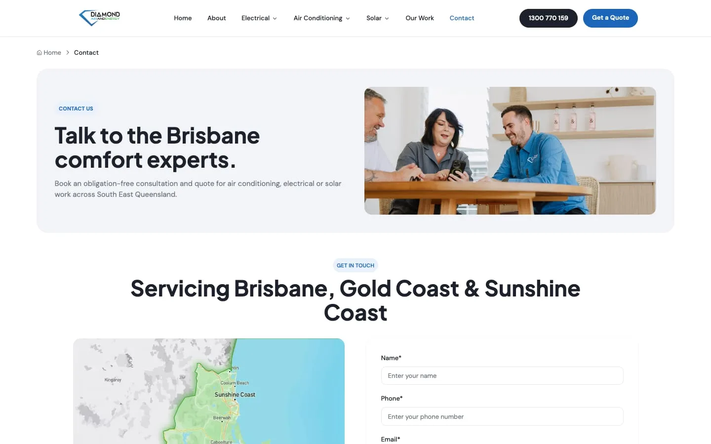 Diamond Air & Energy website, section 5