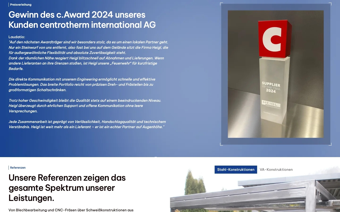 Heigl Blaubeuren website, section 3