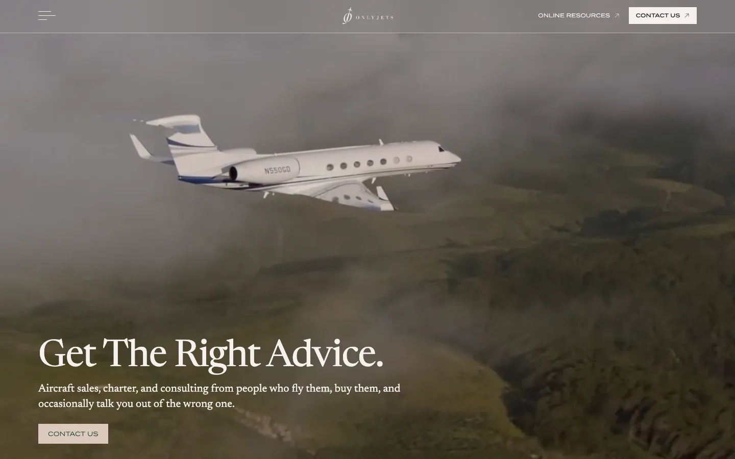 OnlyJets website, section 1
