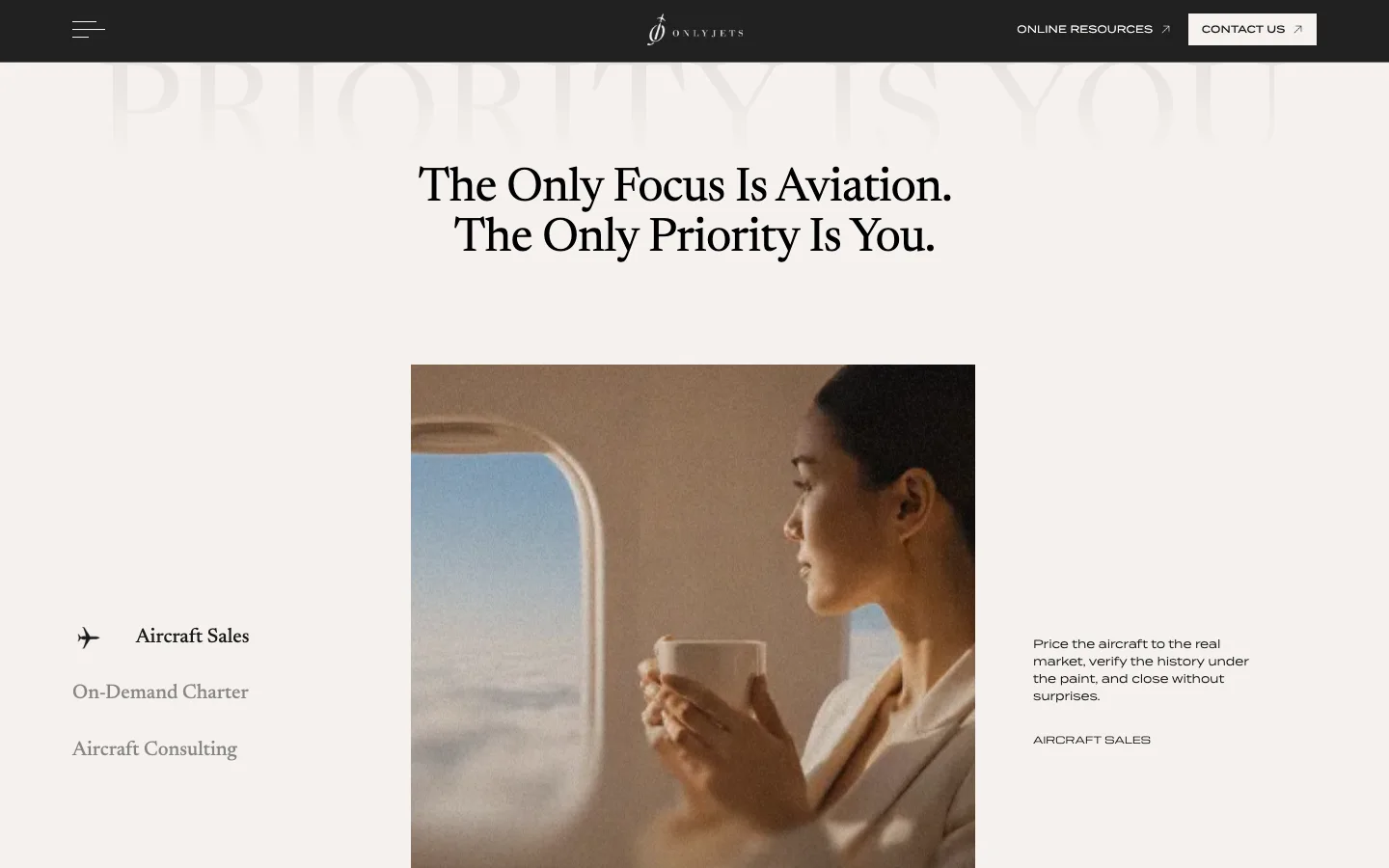 OnlyJets website, section 2