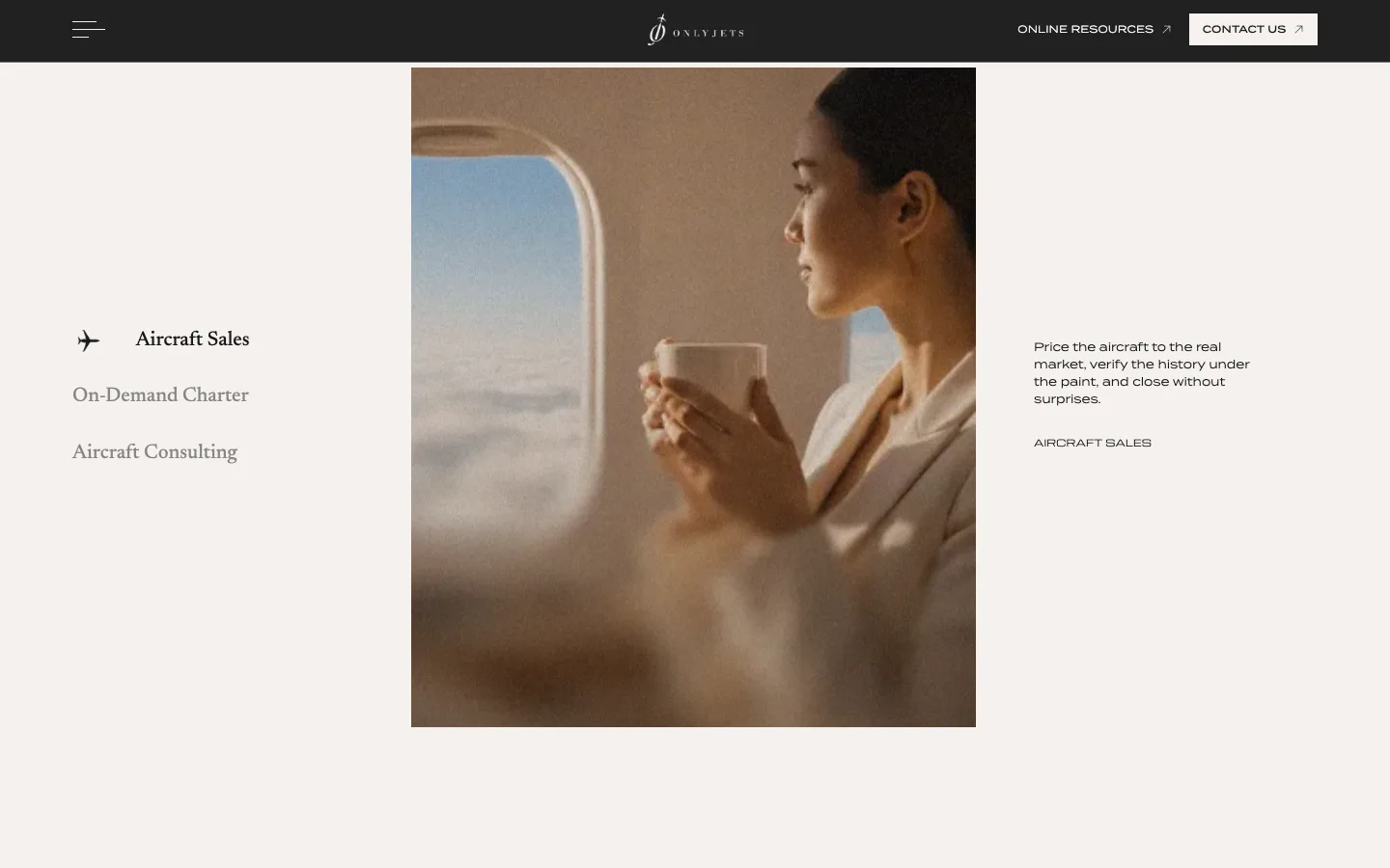 OnlyJets website, section 3