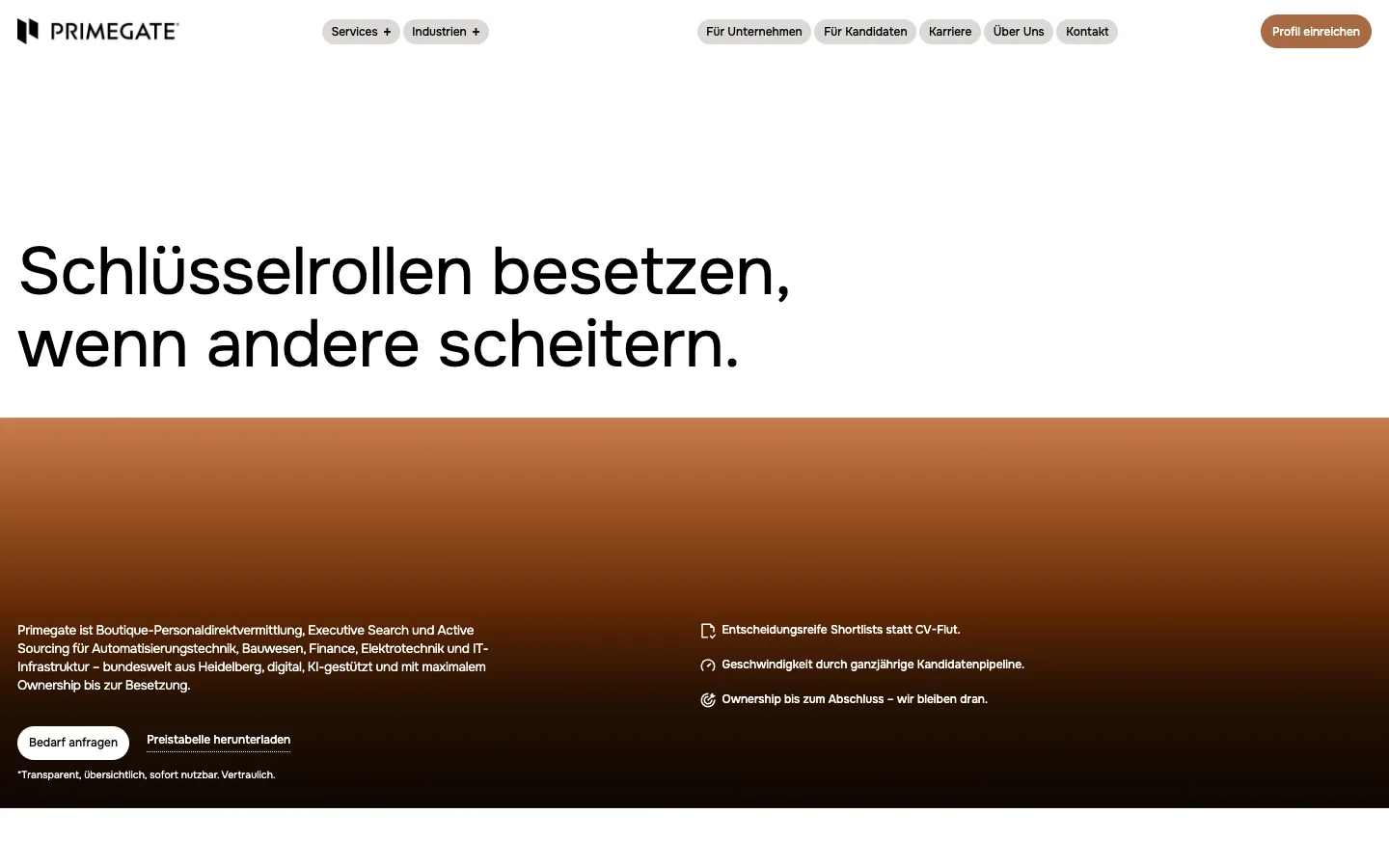 Primegate website, section 3